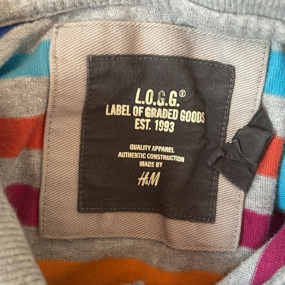 H&M Youth Boys Colorful Stripe Zuni Park Salt Basin Collar Polo Shirt 10 12 - Picture 3 of 5